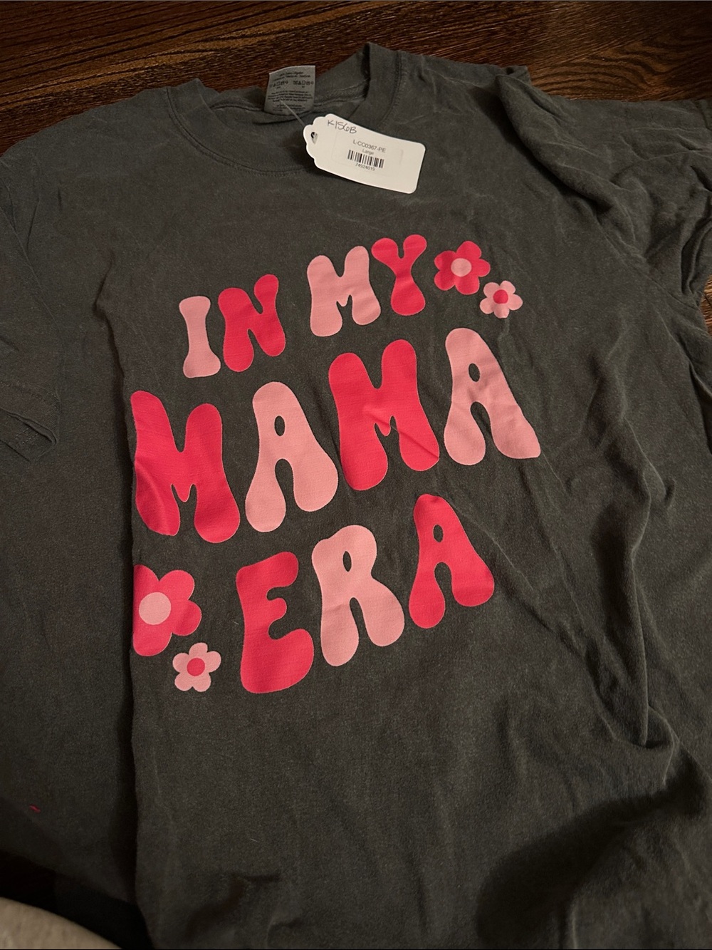 Comfort Colors Black Graphic Tee with Bright and Light Pink Lettering